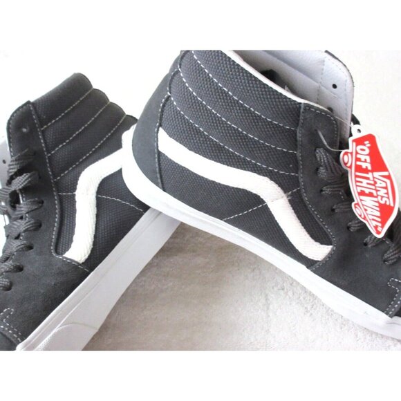 Vans Men's Sk8-Hi Textured Asphalt Grey White Striped Suede shoes Size 11.5 NIB - Picture 4 of 5
